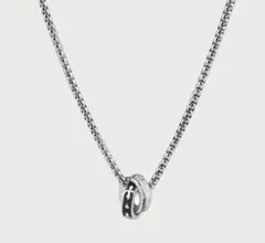 シルバー 二重リング ペンダント ネックレス