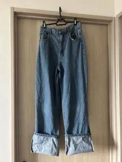 ブルーワイドレッグデニム