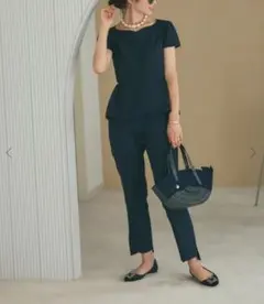 美品✨SEVEN TEN ベーシック スラックスパンツ Lサイズ ネイビー 紺