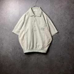 VINTAGE 半袖シャツ　プルオーバー　ハーフボタン　刺繍　襟　レトロ