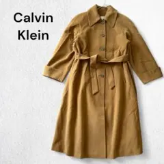 カルバンクライン コート ウール100% ロング ベルト付き 9号 上品