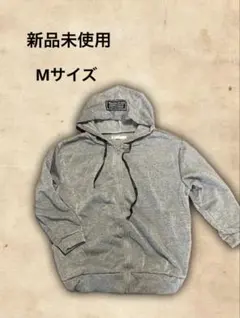 グレー フード付き ジップアップ パーカー