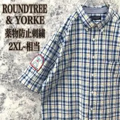 IT44 US古着ラウンドツリーアンドヨーク薬物乱用防止刺繍チェックビッグシャツ