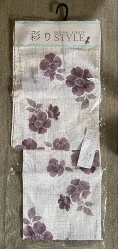 紫花柄 浴衣 単品 163cm 綿100%