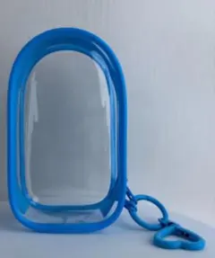 イニシャルラブブ ハート型クリップ付ストラップケース(ブルー)