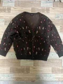 ページボーイリム　カーディガン　ユニセックス　ヒョウ柄