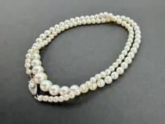 人気 白い淡水パール 本真珠 ネックレス ホワイト 0.7~0.8cm 美品 