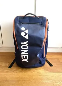 【美品】ヨネックス『テニスラケットバッグ』リュック／ネイビー＆オレンジ／廃番