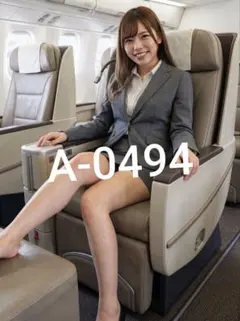 A0494【AI美女】 L判写真　飛行機で見かけた可愛いミニスカOL aiart