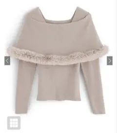 ファー付きケープ風ニットトップス[an1344]