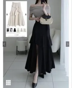 【GRL】アシンメトリーラッフルスリットスカート［ask137］