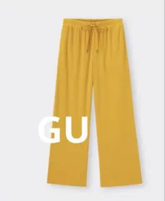美品★GU／リブプルオンパンツ／Ｌ／イエロー