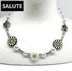 SALUTE サルーテ ネックレス　フェイクパール スマイル フラワー