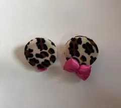 ミニーちゃん　ヒョウ柄　ヘアピン