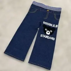 美品 ミキハウス ダブルビー 80cm デニム風レギンス スパッツ クマ