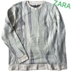 ZARA メンズ 総柄 スウェット ベージュ グレー グリーン くすみカラー