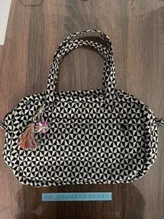 ハンドメイド　ハンドバッグ　黒×灰色