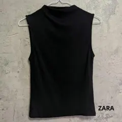 ​ザラ ZARA ハイネック ノースリーブ カットソー 黒 L
