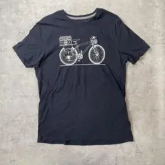 US古着☆OLD NAVY 自転車プリント Tシャツ M ネイビー