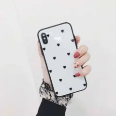 iphone ケース 白 ハートドット柄 シンプル 可愛い 耐衝撃 保護 人気
