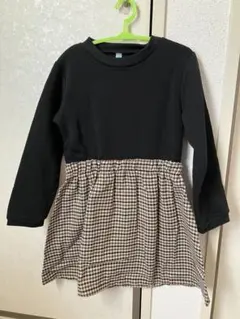 長袖ワンピース　切り替えワンピース　裏起毛 チェック