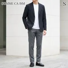 【COMME CA ISM】シアサッカーテーラードジャケット ブラック S