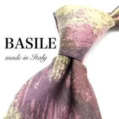 【極美品】 BASILE 総柄 ネクタイ パープル 派手 オシャレ