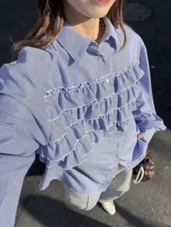 【新品・未使用】CIAOPANICフリルドッキングオーバーシャツ/シアー