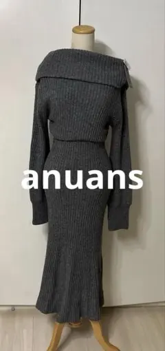 anuans バルーンネックオフショルダーボリュームワンピース - メルカリ