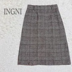 イング　タイトスカート　チェック柄　Mサイズ　オフィスカジュアル　通勤　スリット