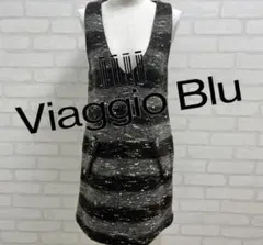 Viaggio Blu Ｖネック ノースリーブワンピース ブラック グレーのサムネイル