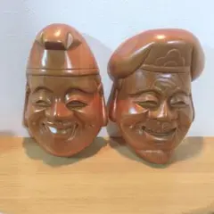高砂 翁面/嫗面 金属製お面 作家物 夫婦円満 長寿 縁起物 家庭円満