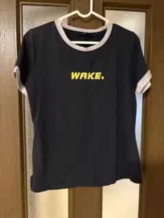 WAKE. ロゴ リンガーTシャツ ネイビー ホワイト