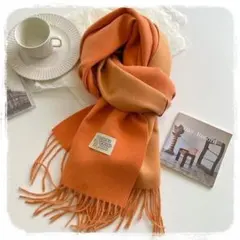 大判ストール バイカラー マフラー ショール 膝掛け レディース オレンジ