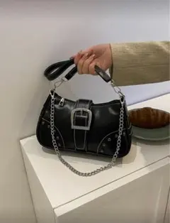 即日発送‼️ブラック バケットバッグ バックル付き