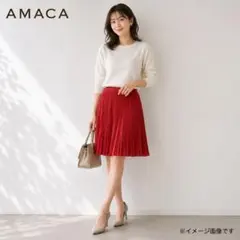 AMACAアマカ 三陽商会 ひざ丈スカート プリーツスカート オレンジブラウンのサムネイル