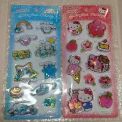 新品　シナモロール　ハローキティ　スパンコールパーティー　シール　カミオジャパン