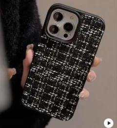 iPhone 15 Plus ツイード風ソフトケース ブラック SHEIN 新品