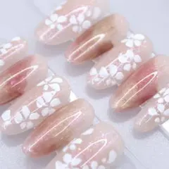 【1164】ネイルチップSサイズ ピンク ベージュ　ゴールド　赤　ホロラメ 花柄