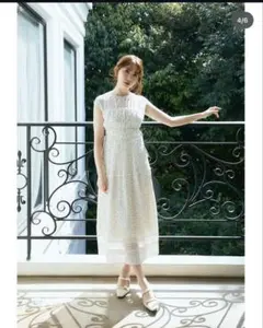 Herlipto Pin Dot Pleated Long Dress Sサイズ