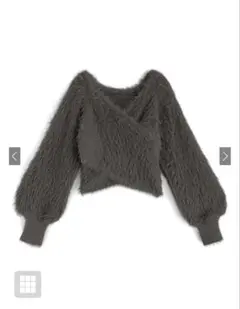 フェザーニットカシュクールトップス kz448 チャコール