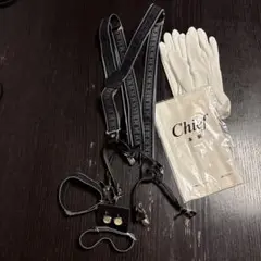 Chief ブラック サスペンダー 手袋 カフス セット