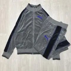 極美品☆PUMA／L／ベロア／トラックジャケット／セットアップ／グレー／紫