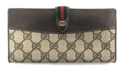 T01/030 GUCCI グッチ 二つ折り長財布シェリーラインGG柄ブラウン系