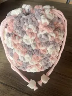 新品❣️フワフワ巾着ピンク紫ポーチ