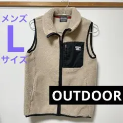 OUTDOOR ボアベスト フリース 黒×ベージュ Lサイズ メンズ
