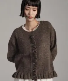 LOWRYS FARM チビフリルカーディガンＬＳ ブラウン フリー