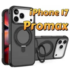 iPhone 17 Promaxケース マグネット360度回転スタンド ブラック