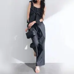 Andequal アンドコール リボンショルダーコンビネゾン 25SS Sサイズ