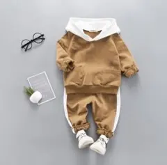 【新品送料込❗️】子供服 セットアップ パーカー パンツ 2点上下セット L 茶色